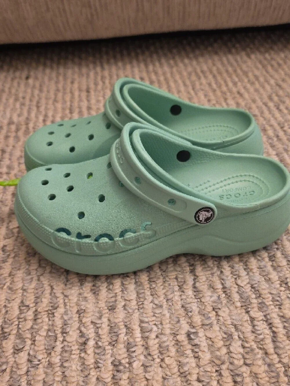 CROCS Classic Platform Clog Green Shoes Size 7